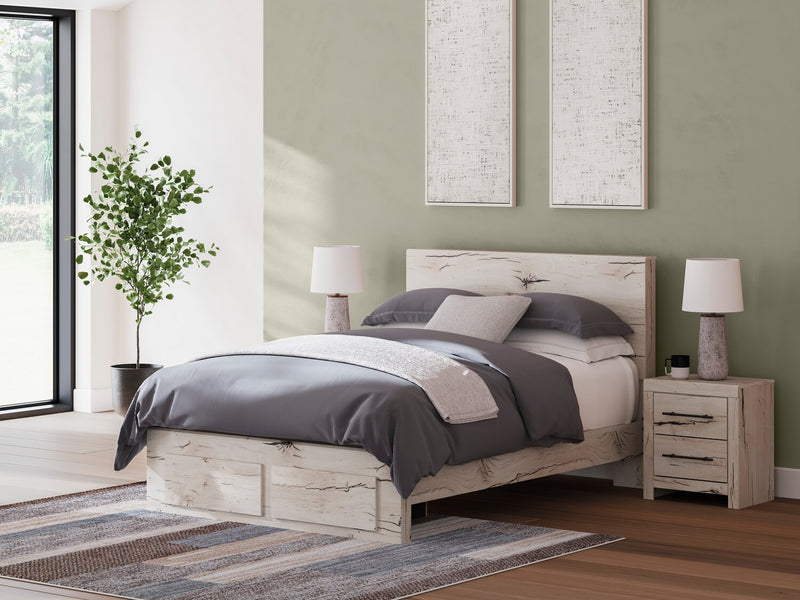 Derekson 6pc Bedroom Set with Storage Bed, Dresser, Mirror & Nightstand, Rustic White - Queen Size
