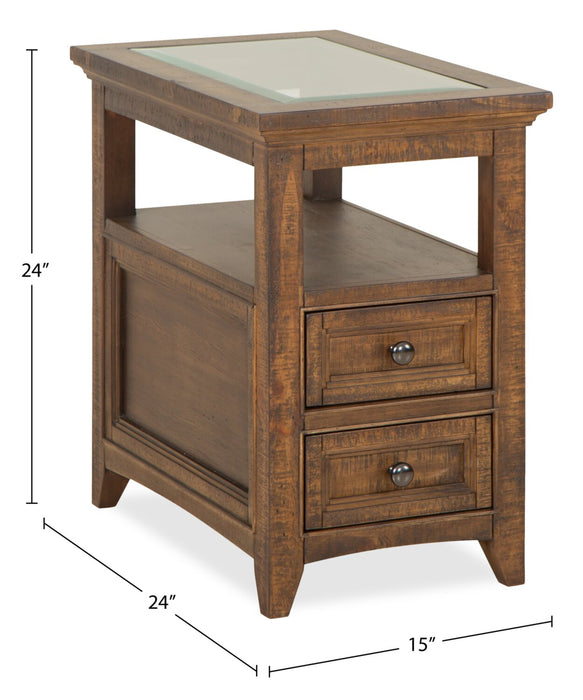 Hanson 15” Traditional Pine Chairside Table with Storage - Toasted Nutmeg