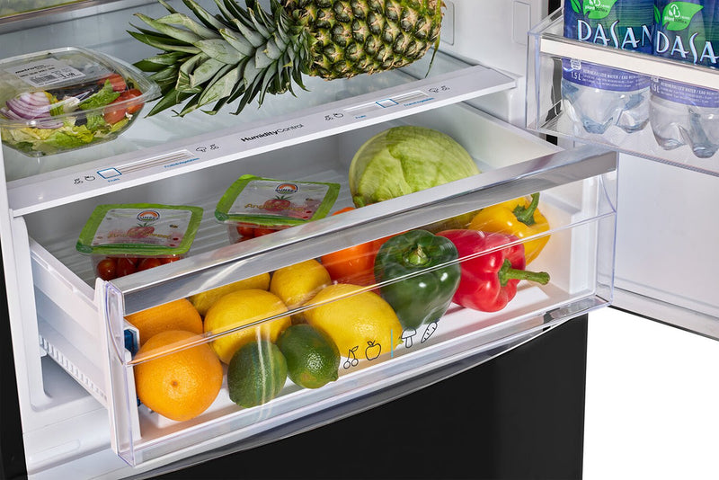 Unique Classic Retro 28\" 17 Cu Ft. Bottom Mount Refrigerator - Matte Black - UNQ-455L MB AC