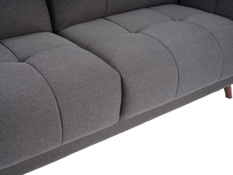 Brook 84\" Fabric Sofa with Tufted Cushions – Charcoal