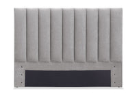Amos Upholstered Headboard in Grey Fabric, Channelled - Queen Size 