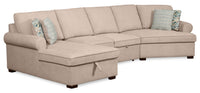 Scott Living Haven 3-Piece Right-Facing Chenille Fabric Cuddler Sleeper Sectional with Storage - Taupe 