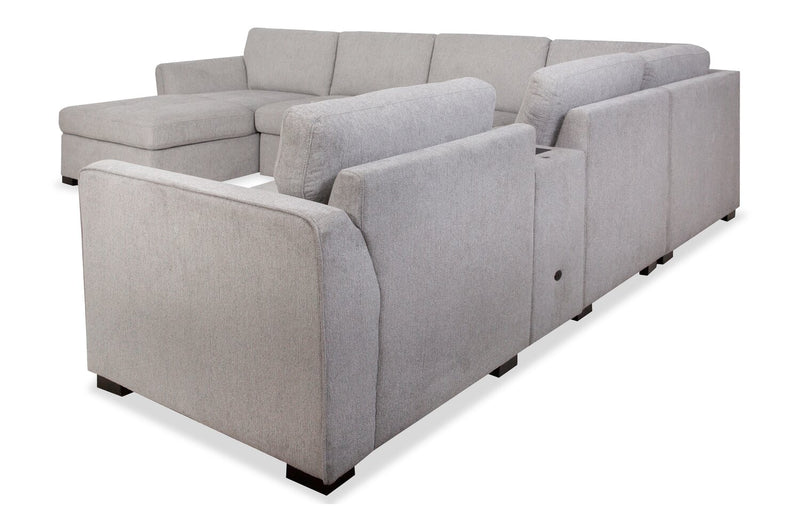 Vault 6-Piece Left-Facing Sectional with Sofa Bed Loveseat, Two Storage Chairs and Storage Chaise - Grey
