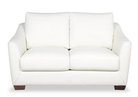 Royce Genuine Leather Loveseat - Ivory 