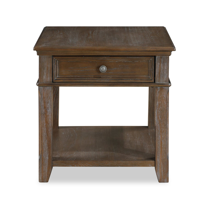Weston 24” Traditional End Table with Storage and USB Port - Brown Elm
