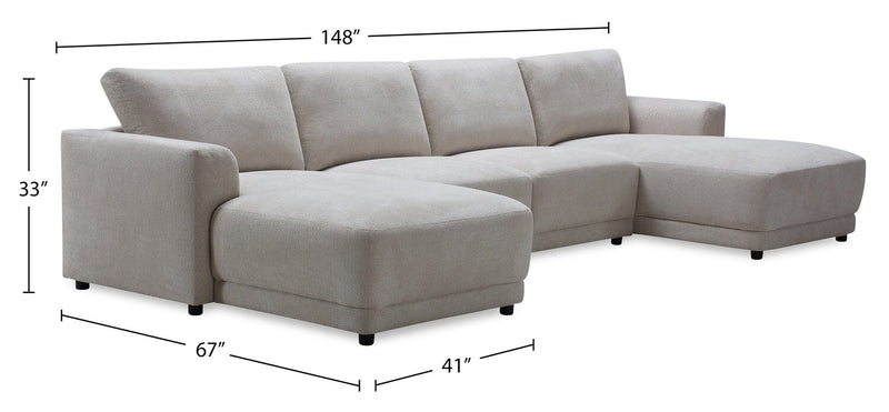 Voyage Modular 4-Piece U-Shaped Fabric Sectional with Removable Back Cushions – Taupe