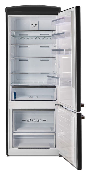 Unique Classic Retro 28\" 17 Cu Ft. Bottom Mount Refrigerator - Matte Black - UNQ-455L MB AC
