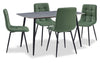 Arlo 5pc Dining Set with Table & 4 Green Chairs, Sintered Stone & Metal, 55\"W - Green & Grey/Black