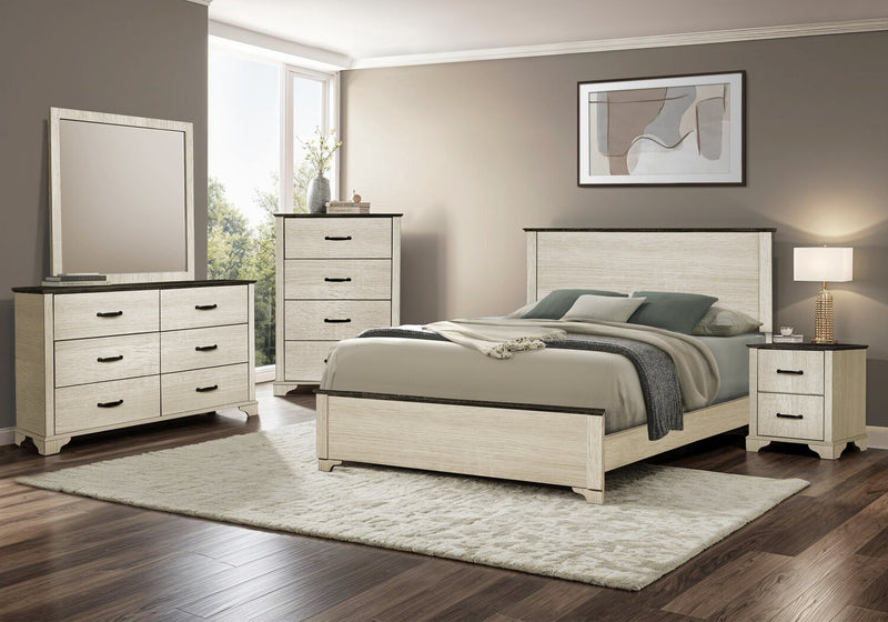 Clara Bedroom Chest of Drawers, 4-Drawer, 32\"W x 46\"H - Bleached Oak & Brown