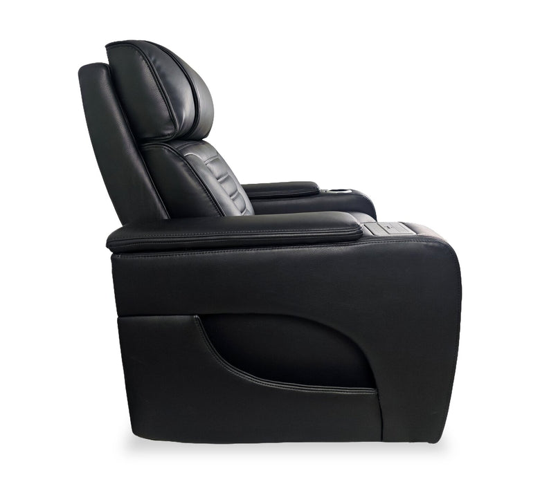 Zen 5-Piece Faux Leather Home Theatre Power Reclining Sectional with Massage and Two Storage Consoles - Black