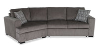 Made in Canada Legend 2-Piece Left-Facing Chenille Fabric Cuddler Sleeper Sectional - Pewter Brown 