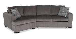 Made in Canada Legend 2-Piece Left-Facing Chenille Fabric Cuddler Sleeper Sectional - Pewter Brown