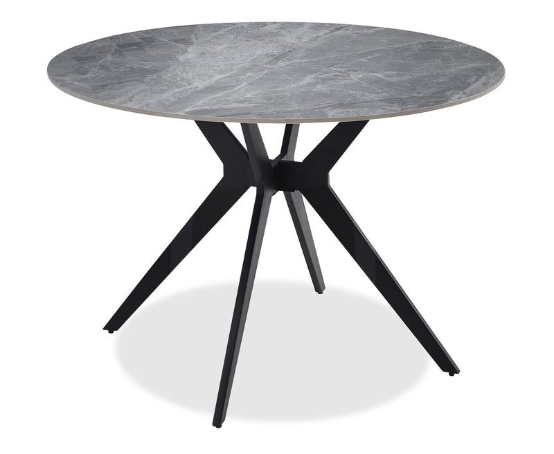 Luka Dining Table with Sintered Stone Top, Metal Base - 43.5\"W Round – Grey