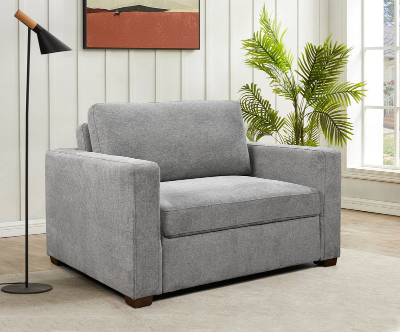 Dusk 52\" Linen-Look Fabric Sleeper Chair with Track Arms - Grey