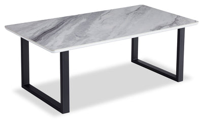 Serena 47.25" Modern Coffee Table - White & Black with Marble Look | Table à café moderne Serena de 47,25 po - blanche et noire avec imitation de marbre