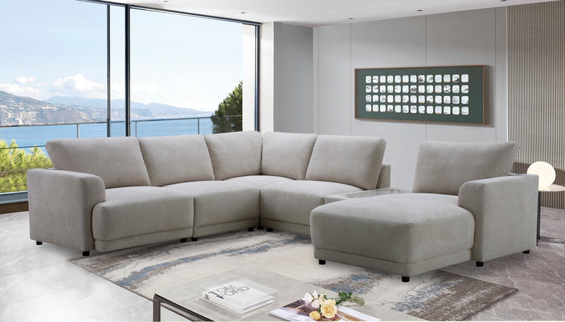 Voyage Modular 6-Piece Right-Facing Fabric Sectional with Console and Removable Back Cushions – Taupe