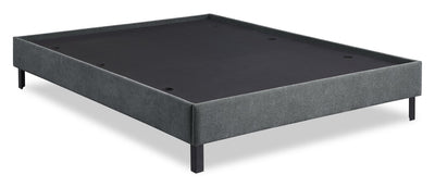 Amos Upholstered Platform Bed Base in Charcoal Fabric - King Size | Base de lit plateforme Amos rembourrée en tissu anthracite - format très grand lit