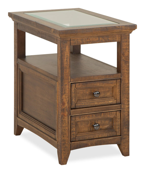 Hanson 15” Traditional Pine Chairside Table with Storage - Toasted Nutmeg