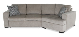 Made in Canada Legend 2-Piece Right-Facing Chenille Fabric Cuddler Sleeper Sectional - Platinum Beige