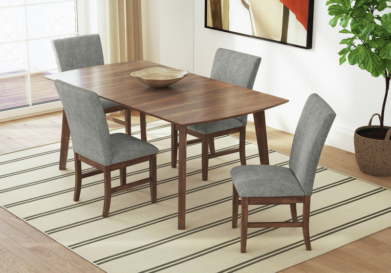 Rain 5pc Dining Set with Table & 4 Grey Chairs, 72\"W - Grey/Brown