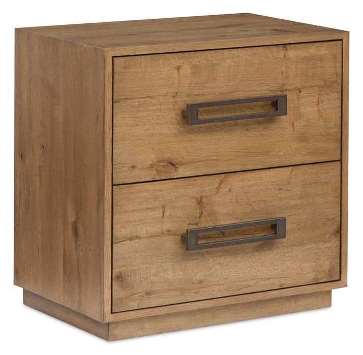 Henri Bedside 2-Drawer Nightstand with USB Ports, 26\"W x 26\"H, Wood - Brown