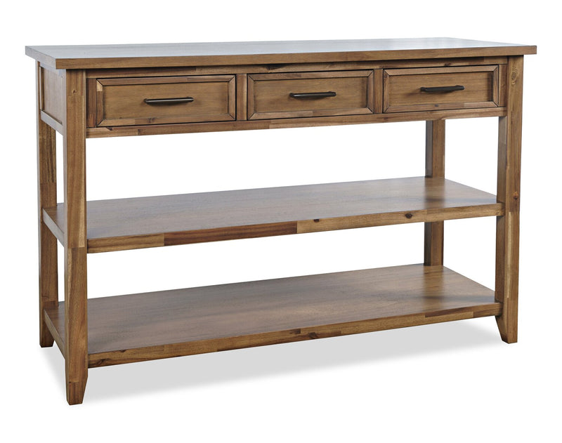 Nathan 50\" Rustic Sofa Table with Storage and Shelf - Light Brown