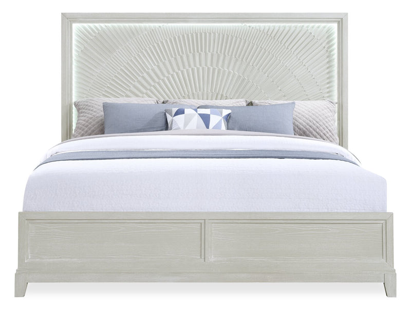 Vida 5pc Bedroom Set with Panel Bed, Dresser & Mirror, Sand - King Size