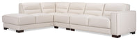 Citadel 3-Piece Left-Facing Top-Grain Genuine Leather Sectional with Wood Legs - Frost White 