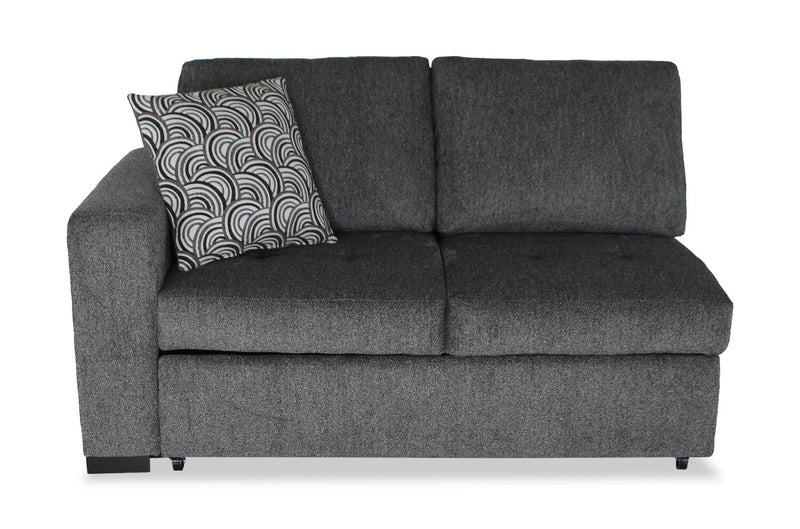Made in Canada Legend 2-Piece Right-Facing Chenille Fabric Cuddler Sleeper Sectional - Pepper Grey