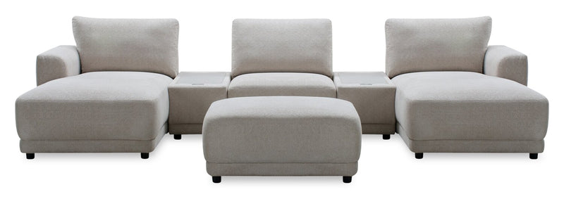 Voyage Modular 6-Piece Left-Facing Fabric Sectional with Console and Ottoman – Taupe