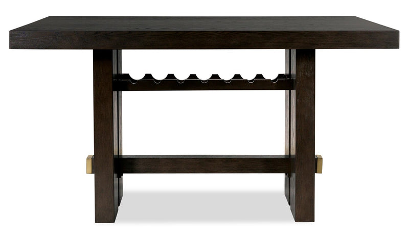 Metro Counter Height Dining Table with Built-in Wine Rack, 66\"W - Brown
