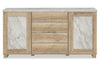 Vega Dining Server with Storage & 4 Drawers, Marble Look, 66\"W - Natural & White