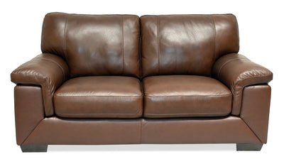 Classico 71" Genuine Leather Loveseat with Wood Legs – Tobacco | Causeuse Classico de 71 po en cuir véritable avec pattes en bois - tabac