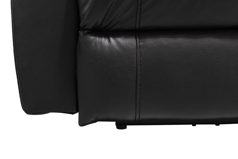 Made in Canada Dawson 64\" Genuine Leather Power Reclining Loveseat with USB Port and Accent Pillows – Black