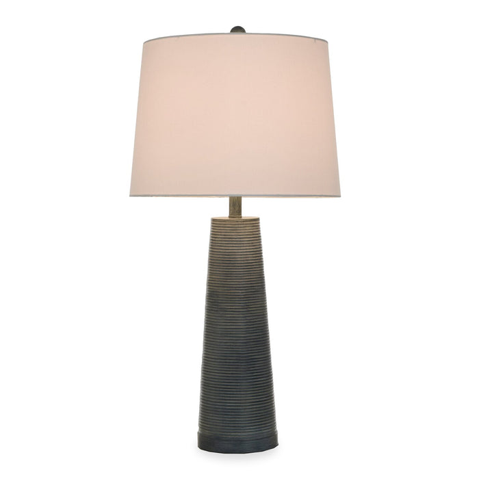 Sadie 31.5\" Textured Table Lamp with White Shade – Denim Wash 