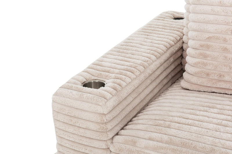 Alto 2-Piece Ultra Plush Faux Fur Fabric Sectional with Dual Cupholders and USB Ports - Mink Taupe