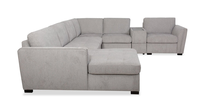 Vault 6-Piece Left-Facing Sectional with Sofa Bed Loveseat, Two Storage Chairs and Storage Chaise - Grey