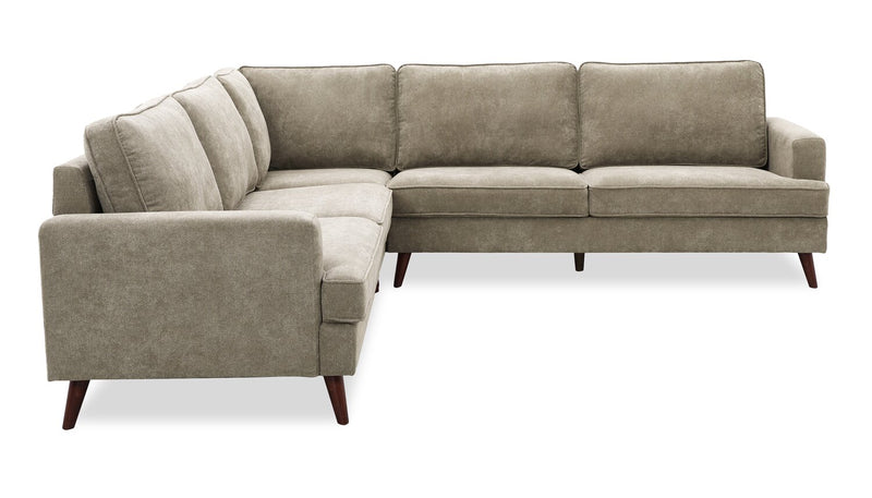 Kira 3-Piece V-Shape Fabric Sectional – Grey 