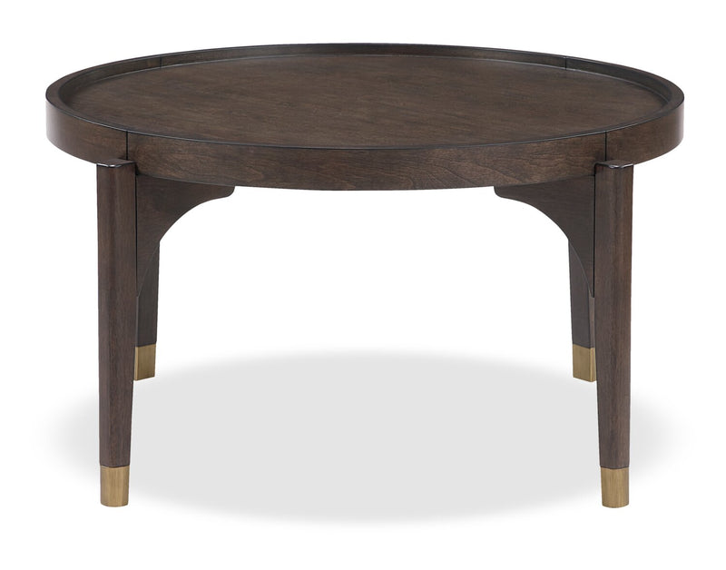 Neeva 36\" Modern Round Coffee Table - Dark Brown Birch