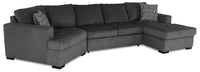 Legend 3-Piece Left-Facing Chenille Cuddler Sleeper Sectional with Chaise - Pepper  