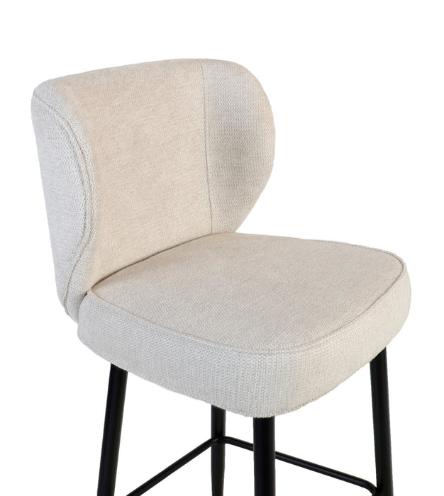 Sara Counter-Height Stool with Velvet-Like Fabric, 26\"H, Metal – White