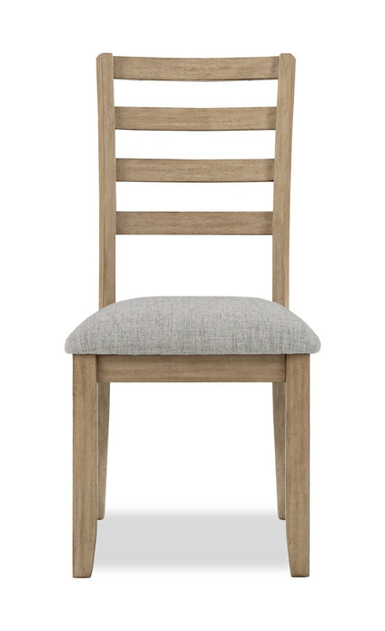 Cove Dining Chair with Cushion Fabric Seat, Ladder-Back – Natural/Grey