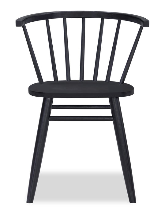 Remi 5pc Dining Set with Table & 4 Spindle-Back Chairs, Glass & Wood, 42\"W Round - Black
