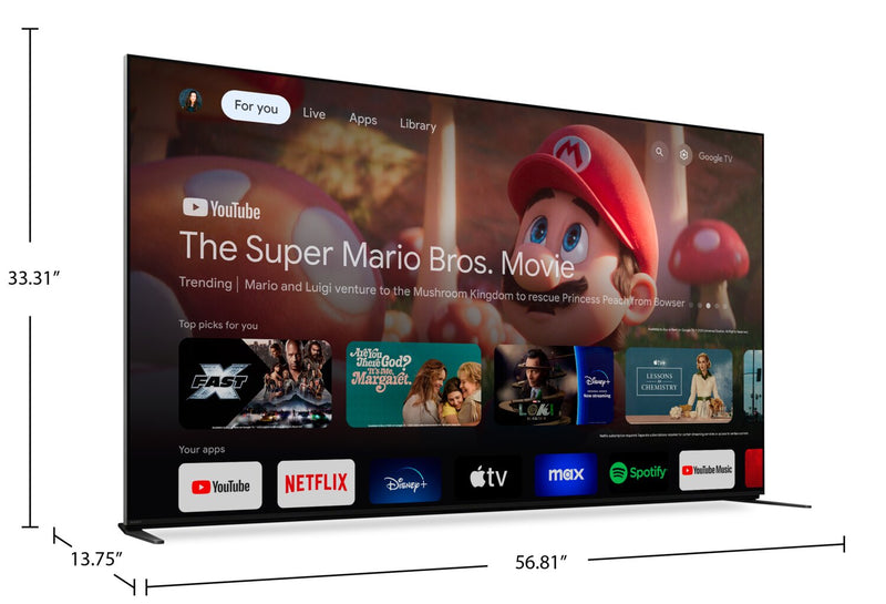 SONY 65\" Bravia 9 QLED Mini-Led 4K HDR10 Dolby Vision® XR Motion Clarity 120Hz Exclusive Features for PlayStation®5 Google Smart TV (K65XR90)