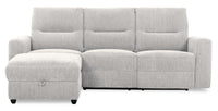 Meadow 2-Piece Left-Facing Chenille Fabric Power Reclining Sectional with Storage Chaise - River Grey 