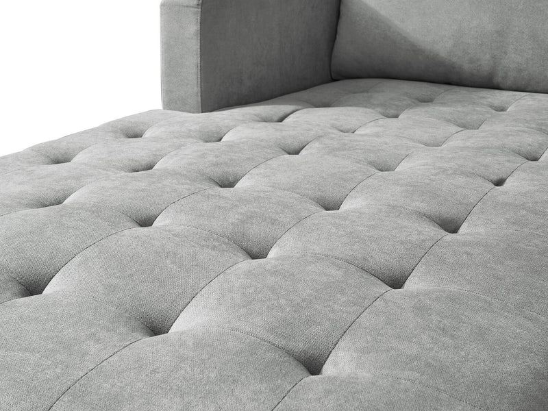 Metro 2-Piece Left-Facing Fabric Sectional with Chaise and Tufted Seat Cushions - Grey