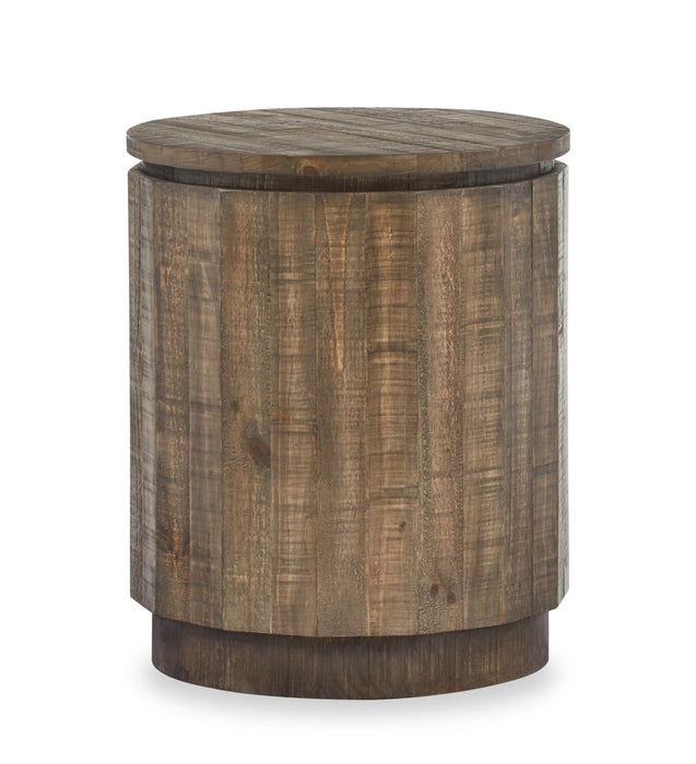 Elm 20” Round Rustic Pine End Table - Brown