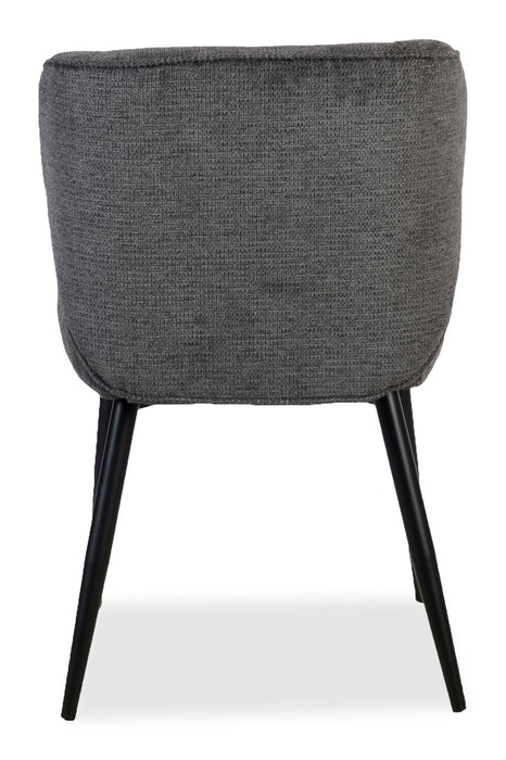 Sara Wing-Back Dining Chair with Polyester Fabric, Metal - Grey