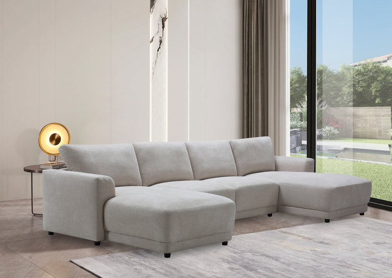 Voyage Modular 4-Piece U-Shaped Fabric Sectional with Removable Back Cushions – Taupe
