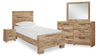 Derekson 6pc Bedroom Set with Panel Bed, Dresser, Mirror & Nightstand for Kids, Natural - Twin Size